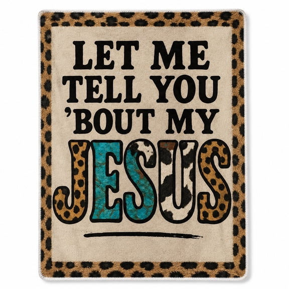 Faith Sherpa Fleece Throw Blanket, Jesus Quote Western Print, Multicolor