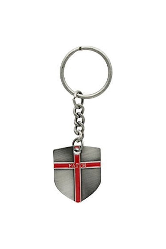 Faith Shield Cross Key Chain with Bible Quote Pack of 2