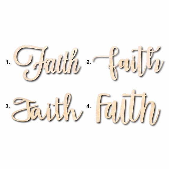 Faith Sign Unfinished Wood Cutout Home Decor DIY Option 3- 12" Wide / 1/4"