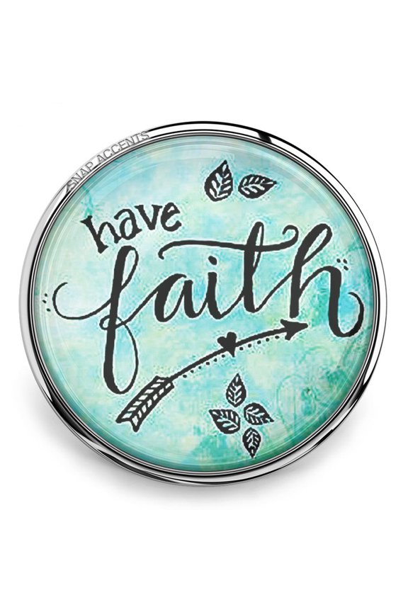 Snap Jewelry 18MM Blue Have Faith Ginger Charm with Inspirational Message