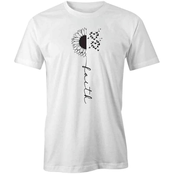 Faith Sunflower T-Shirt | Religious Christian White Tee Gift