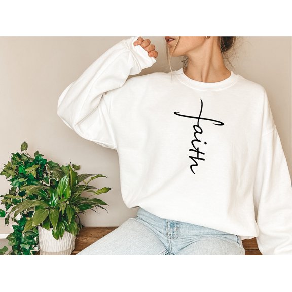 Faith Sweatshirt, Faith Cross Shirt, Christian Sweatshirt, Jesus Sweatshirt, Bible Verse, Faith Shirt, Christian Gift, Faith Vertical Cross
