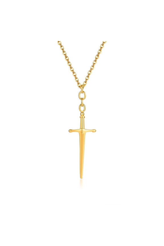 Faith Sword Cross Necklace for Men Women,Stainless Steel Cross Pendant Christian Jewelry