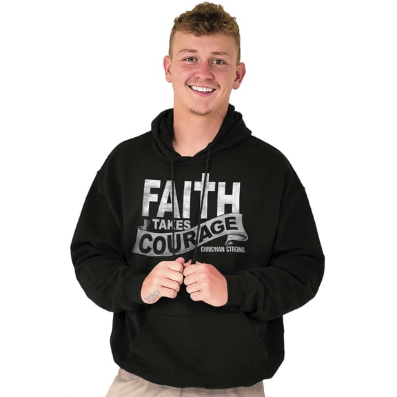 Faith Takes Courage Religious Unisex Plus Fleece Graphic Hoodie Brisco Brands 4X