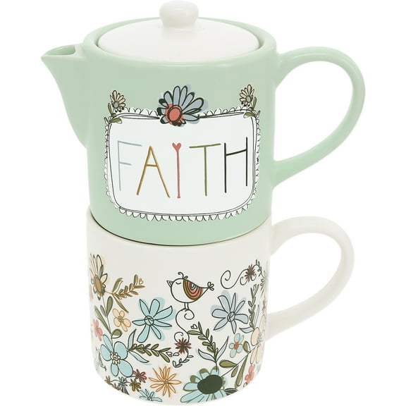 Pavilion Gift Company - Faith - Tea for One (10 oz Teapot & 10 oz Cup)