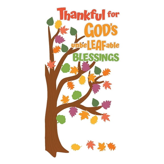 Faith Thankful Tree Door Decoration Set, Educational, Fall, 13 Pieces