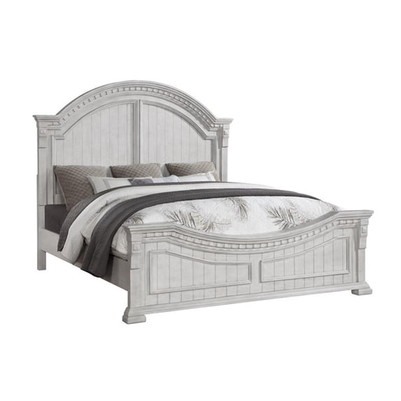 Faith Transitional Style Queen Bed Made With Wood in Antique White
