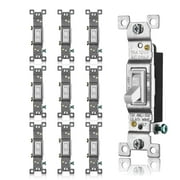 Faith White Toggle Light Switch, Single Pole Standard Wall Switch, 15 Amp Switch Toggle, Grounding Screw, 120V, 10 Pack