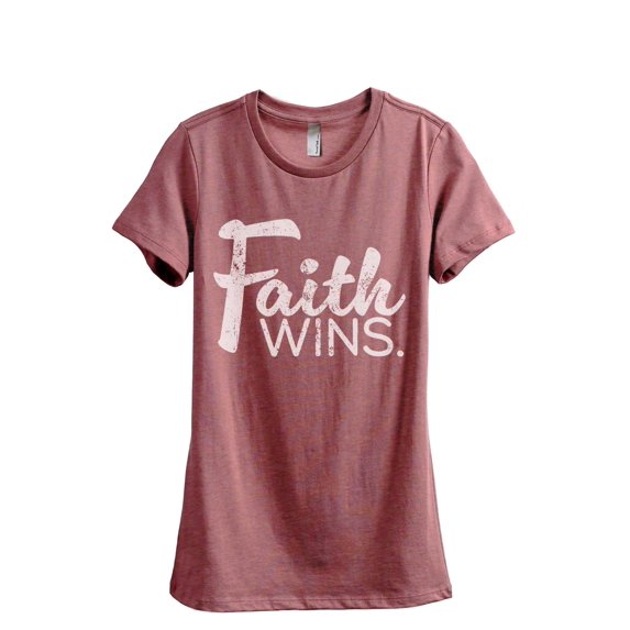 Faith Wins Women's Fashion Relaxed T-Shirt Tee Heather Rouge Medium