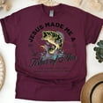 thumbnail image 1 of Faith and Fishing Graphic Tee for Men – Matthew 4:19 Scripture Shirt with Bass Design, Maroon, Size XL, 1 of 6