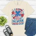 thumbnail image 1 of Faith and Freedom Shirt, USA Cross with Flowers Religious Graphic Tee, Natural, S, 1 of 6