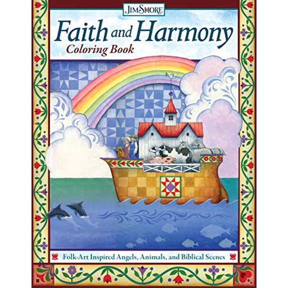 Pre-Owned Faith and Harmony Coloring Book: Folk-Art Inspired Angels, Animals, and Biblical Scenes (Design Originals) 32 Uplifting Designs, Comforting Sentiments, Bible Quotes, Noah's Ark, & Paperback