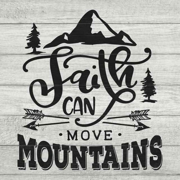 Faith can Move Mountains, Scripture Rustic Looking Faith Wood Sign Wall Décor 8 x 8 Wood Sign B3-08080062049