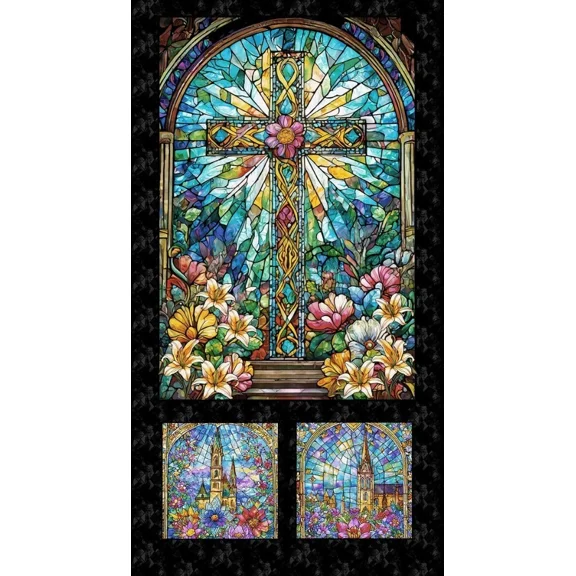 Faith in Full Color Window Panel 24" Cotton Fabric (1 yard)