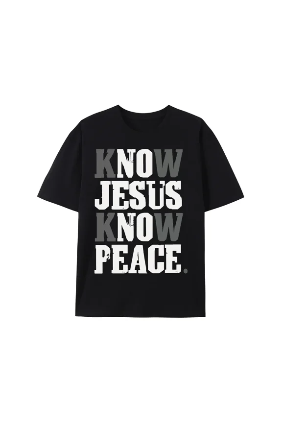 Faith in God Religious Top, Cotton Short Sleeve Christian T-Shirt, Know Jesus Know Peace Graphic Tee