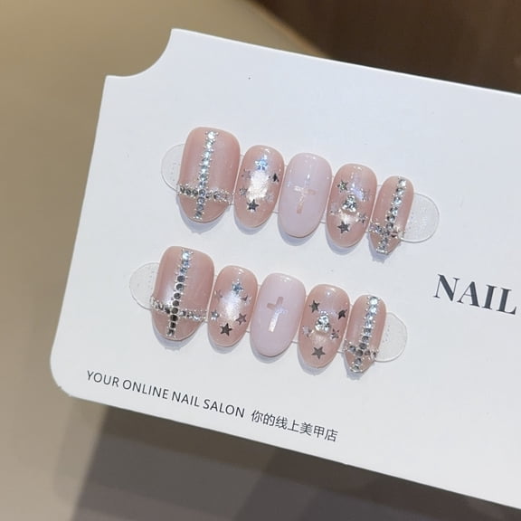 [Faith] ins Wind Cross Cat's Eye Pure Handmade Wearing Nail Art Pure Handmade Wearing Nail Wholesale Nails