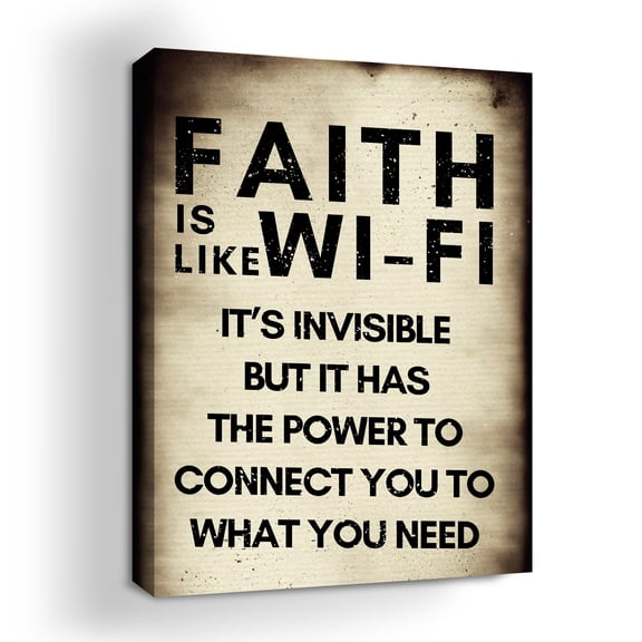 Faith is like Wifi Canvas Wall Art 18x24 inches Religious Wall Decor | HD Printed & Wooden framed wall art | UV Resistant Modern Wall Decor for Gift | Made in USA