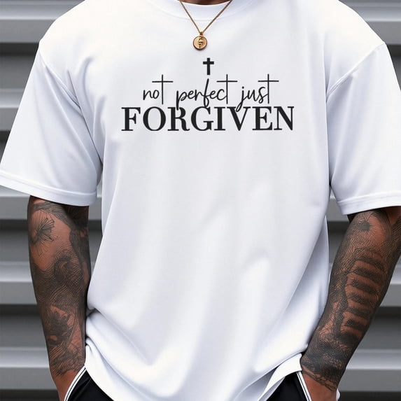 Faith 'no Perfect Just Forgiven' Cross Christian Graphic Phrase Suited ...