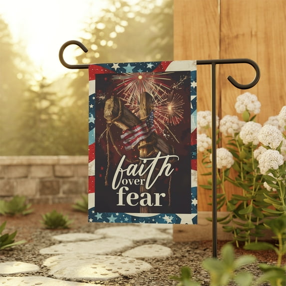 Faith over Fear American Flag, 4th July Housewarming Flag ID-0531-RJ4R