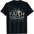 thumbnail image 1 of Faith over Fear Peach Ribbon Endometrial Cancer T-Shirt, 1 of 4