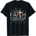 thumbnail image 1 of Faith over Fear Peach Ribbon Uterine Cancer T-Shirt, 1 of 4