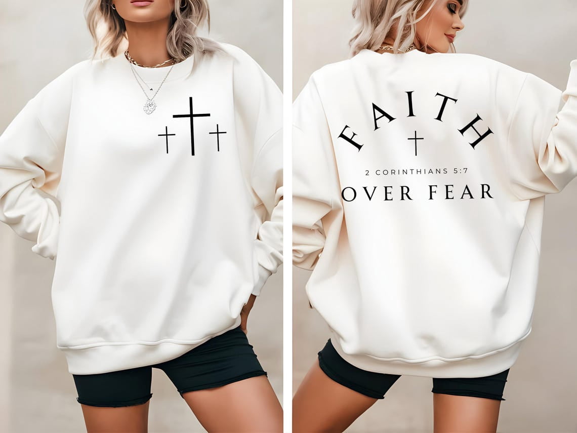 Faith over Fear Sweatshirt, Inspirational Quotes Shirt, Minimal ...