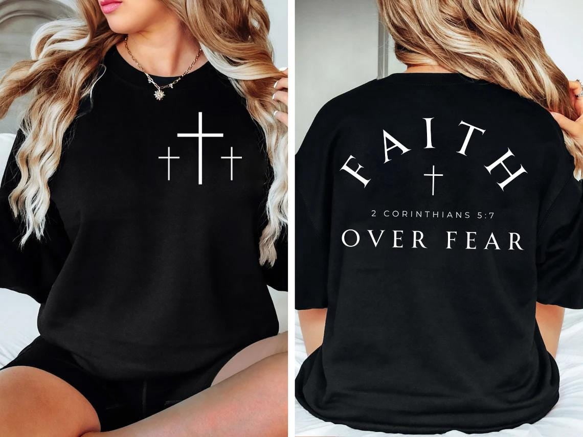 Faith over Fear Tee, Inspirational Quotes T-shirt, Minimal Christian ...