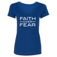thumbnail image 1 of Faith over Fear Womens V-Neck T-Shirt, 1 of 2