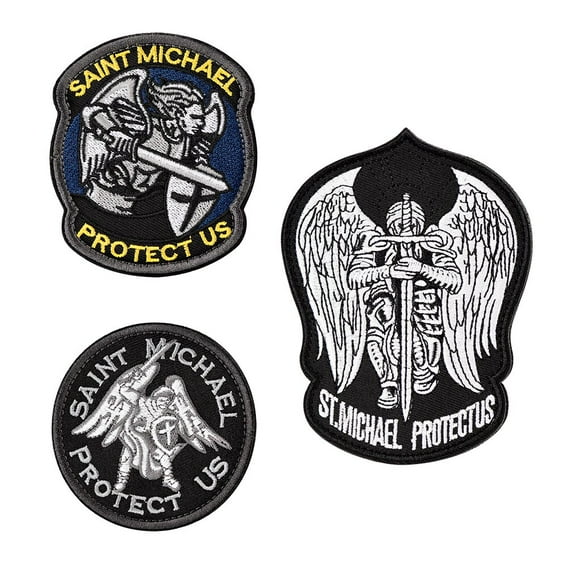 FaithHeart 3 Pcs Saint Michael Modern Morale Patch for Men Women Embroidered Military Tactical Emblem with-Velcro Gifts for Boyfriend Husband Father Dad Birthday