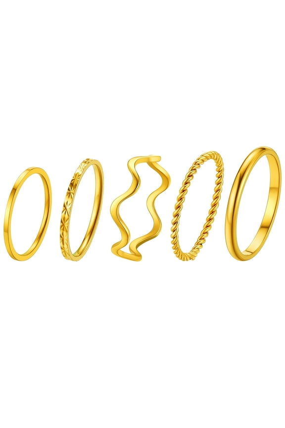 5pcs Knuckle Rings Set for Women Stainless Steel Thin Dome Simple Finger Rings Stackable Smooth Polished Surface Birthday Anniversary Party Present