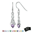 thumbnail image 1 of FaithHeart 925 Sterling Silver Birthstone Earrings for Women February Amethyst Heart Earrings Celtic Knot Dangle Drop Earrings Jewelry Gift for Girlfriend Wife Birthday Valentine's Day Anniversary, 1 of 9