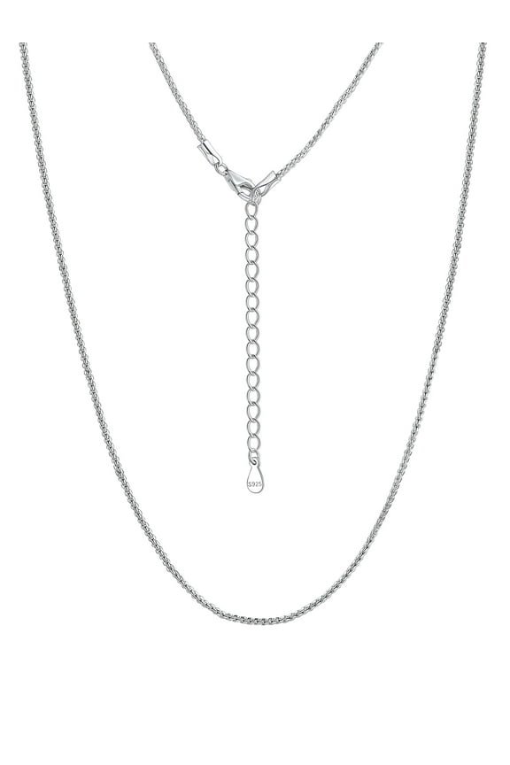 925 Sterling Silver Chain Necklace for Women 1.3mm Dainty Sturdy Venetian Replacement Round Box Chain for Pendant with Jewelry Gift Box 16 Inches