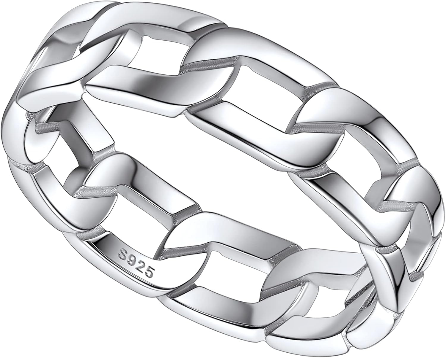 FaithHeart 925 Sterling Silver Cuban Link Chain Rings for Women ...