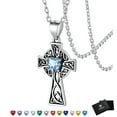 thumbnail image 1 of FaithHeart 925 Sterling Silver Irish Celtic Cross Necklace for Women March Aquamarine Heart Birthstone Pendant Necklace Birthday Jewelry Gifts, 1 of 7