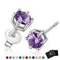 thumbnail image 1 of FaithHeart 925 Sterling Silver Round Stud Earrings for Women February Amethyst Birthstone Earrings Jewelry Gift for Girlfriend Birthday Valentines Day, 1 of 7