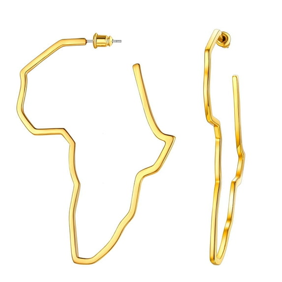 FaithHeart Africa Map Earrings for Women Gold Plated Stainless Steel Large Hoop Earrings Trendy Jewelry for Mom Friend Birthday Valentines Mothers Day Christmas Jewelry Gift