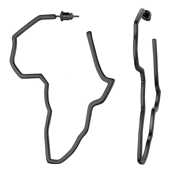 FaithHeart Africa Map Earrings for Women Stainless Steel Black Large Hoop Earrings Trendy Jewelry for Mom Friend Birthday Valentines Mothers Day Christmas Jewelry Gift
