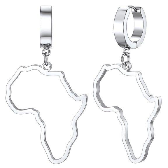 FaithHeart Africa Map Earrings for Women Stainless Steel Dangle Drop Hoop Earrings Trendy Jewelry for Mom Friend Birthday Valentines Mothers Day Christmas Jewelry Gift
