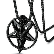 FaithHeart Baphomet Goat Necklace Inverted Pentacle Samael Lilith Satanic Sigil Men Jewelry