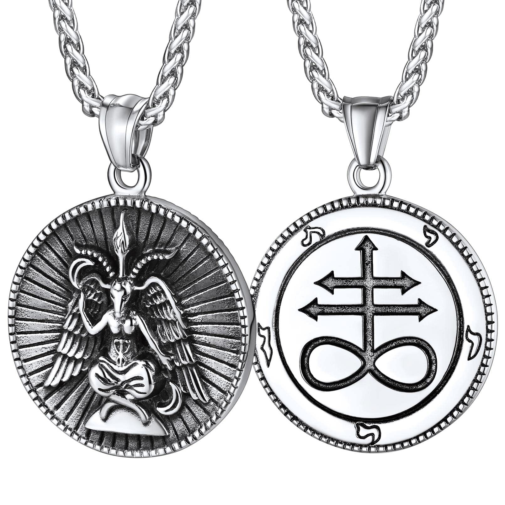 FaithHeart Men's Leviathan Cross Brimstone Pendant Necklace