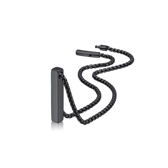 FaithHeart Black Bar Pendant Necklace for Men Waterproof Stainless Steel Box Chain Small Rectangle Pendant Cool Minimalist Everyday Jewelry Gifts for Boyfriend Valentine's Day 18"