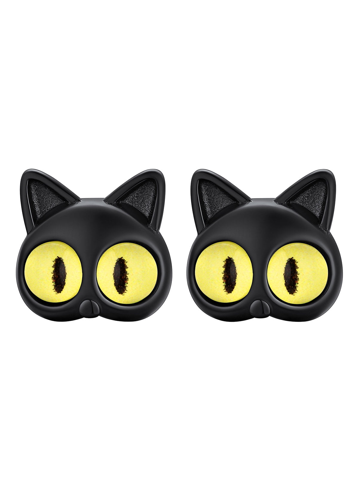 FaithHeart Black Cat Stud Earrings for Women Girls Men Stainless Steel Lightweight
