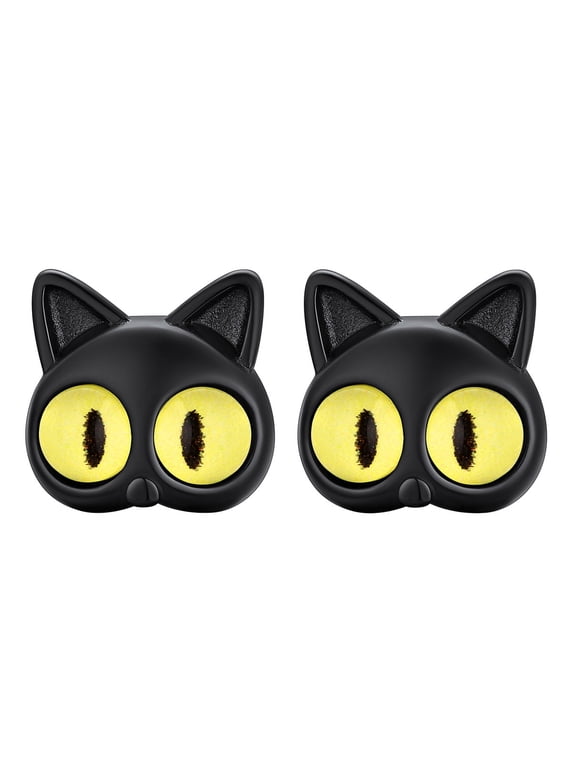 Black Cat Stud Earrings for Women Men Stainless Steel Lightweight Hypoallergenic Gothic Kawaii Cute Animal Earrings Halloween Jewelry Gift for Daughter Sister