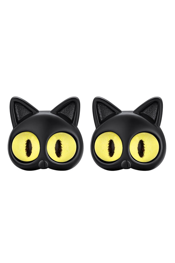 Black Cat Stud Earrings for Women Men Stainless Steel Lightweight Hypoallergenic Gothic Kawaii Cute Animal Earrings Halloween Jewelry Gift for Daughter Sister