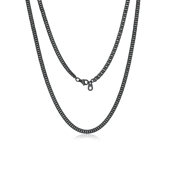 FaithHeart Black Cuban Link Chain Necklace for Men Stainless Steel 3.5mm Miami Cuban Chain Mens Necklace Waterproof Jewelry Gift for Boyfriend Valentine's Day 20"
