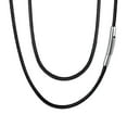 FaithHeart Braided Leather Cord Necklace for Men 2MM Black Woven Wax