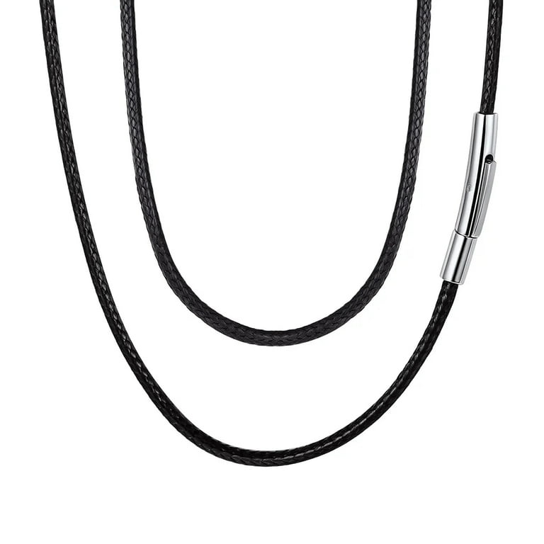 ●FLARE UP● Braided Handmade Necklace (FL-730_Black) FaithHeart Braided Leather Cord Necklace for Men Women