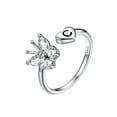 thumbnail image 1 of FaithHeart Butterfly Rings for Women Dainty White Birthstone Finger Rings Sterling Silver Classic Heart Initial Stacking Ring Letter C, 1 of 12