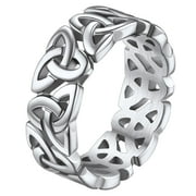 FAITHHEART Celtic Knot Band Rings for Men Silver Stainless Steel Viking Irish Wedding Bands Ireland Finger Charms Punk Stacking Rings Jewelry Gift for Boyfriend Biker Size 8