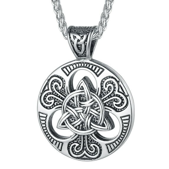FaithHeart Celtic Knot Necklace for Men Women Stainless Steel Vintage Pendant Medallion Amulet Girlfriend Birthday Christmas Fathers Mothers Day Jewelry Gift